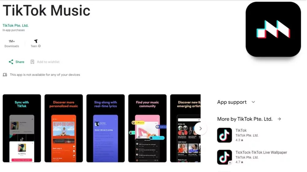 TikTok Music na Google Play Store